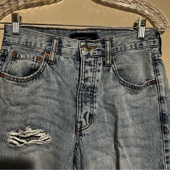 Aeropostale 90’s Baggy Button Fly High Rise Distressed Denim Jeans - Picture 5 of 11